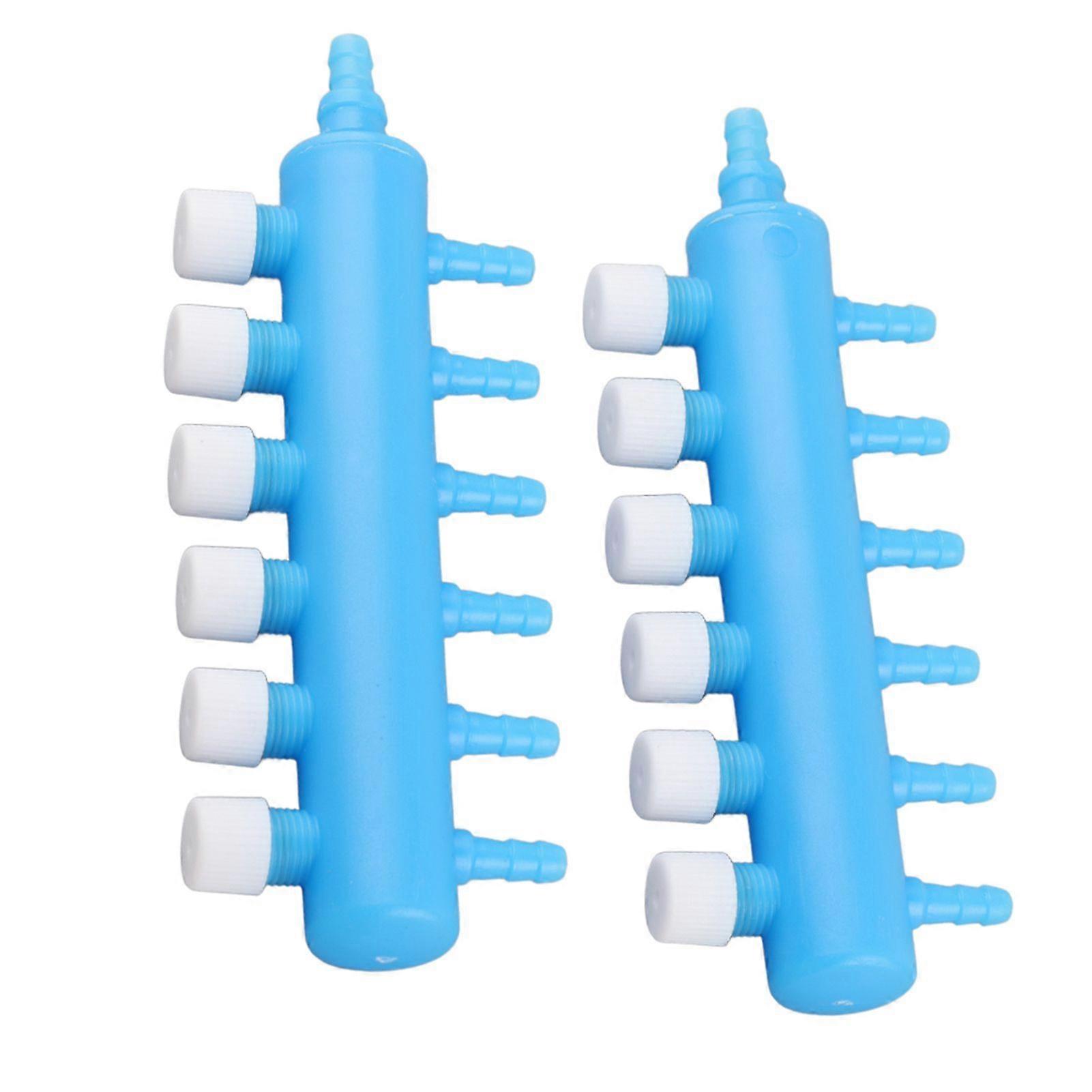 2pcs Fish Tank Air Splitter Air Pipe Distributor Aquarium Oxygen Pump Adapter Accessory6 Way
