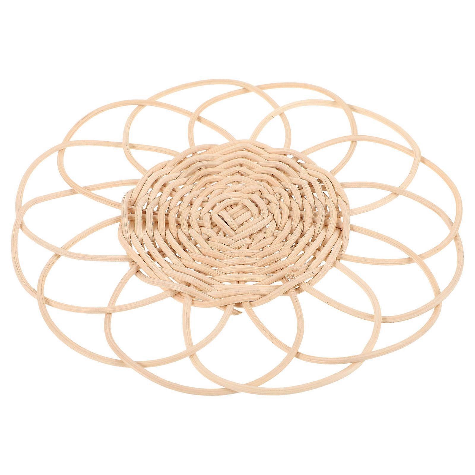 Woven Coasters for Dining Table 2Pcs Beige Rattan Rustic Cup Placemat