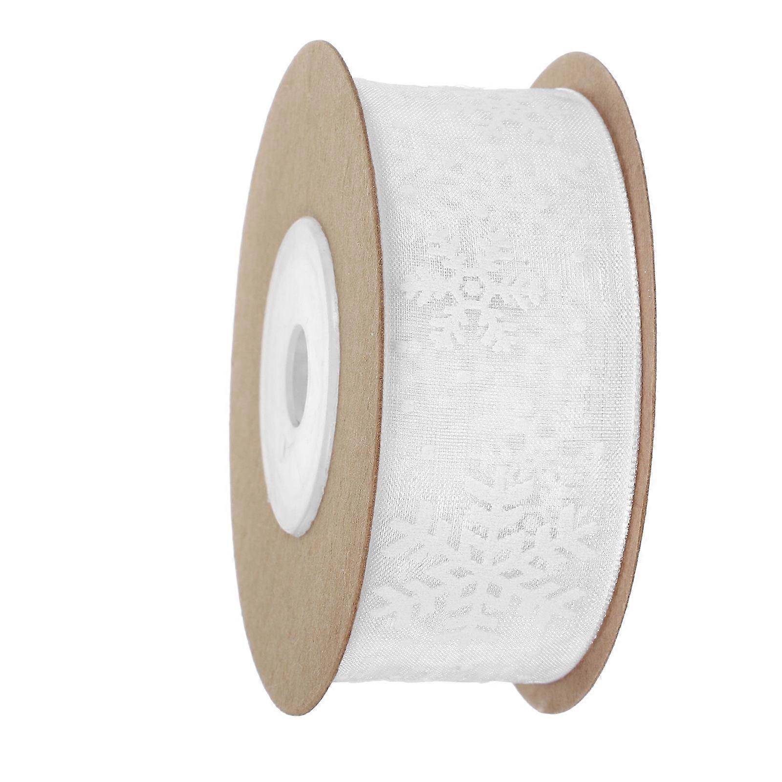 Snowflake Ribbon For Holiday Gift Wrapping And Decorative Uses 10M X 2.5Cm Durable Polyester 1 Roll