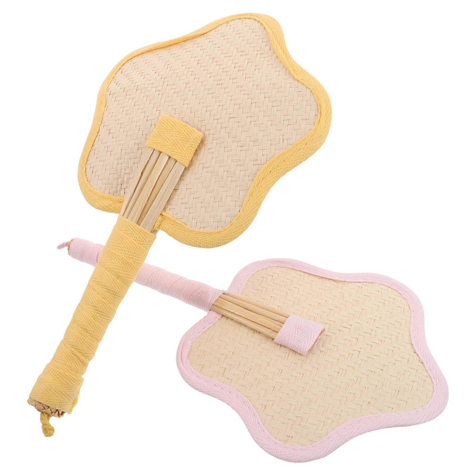 Straw Portable Handheld Fans for Summer 8Pcs Lightweight Decorative Hand Fans