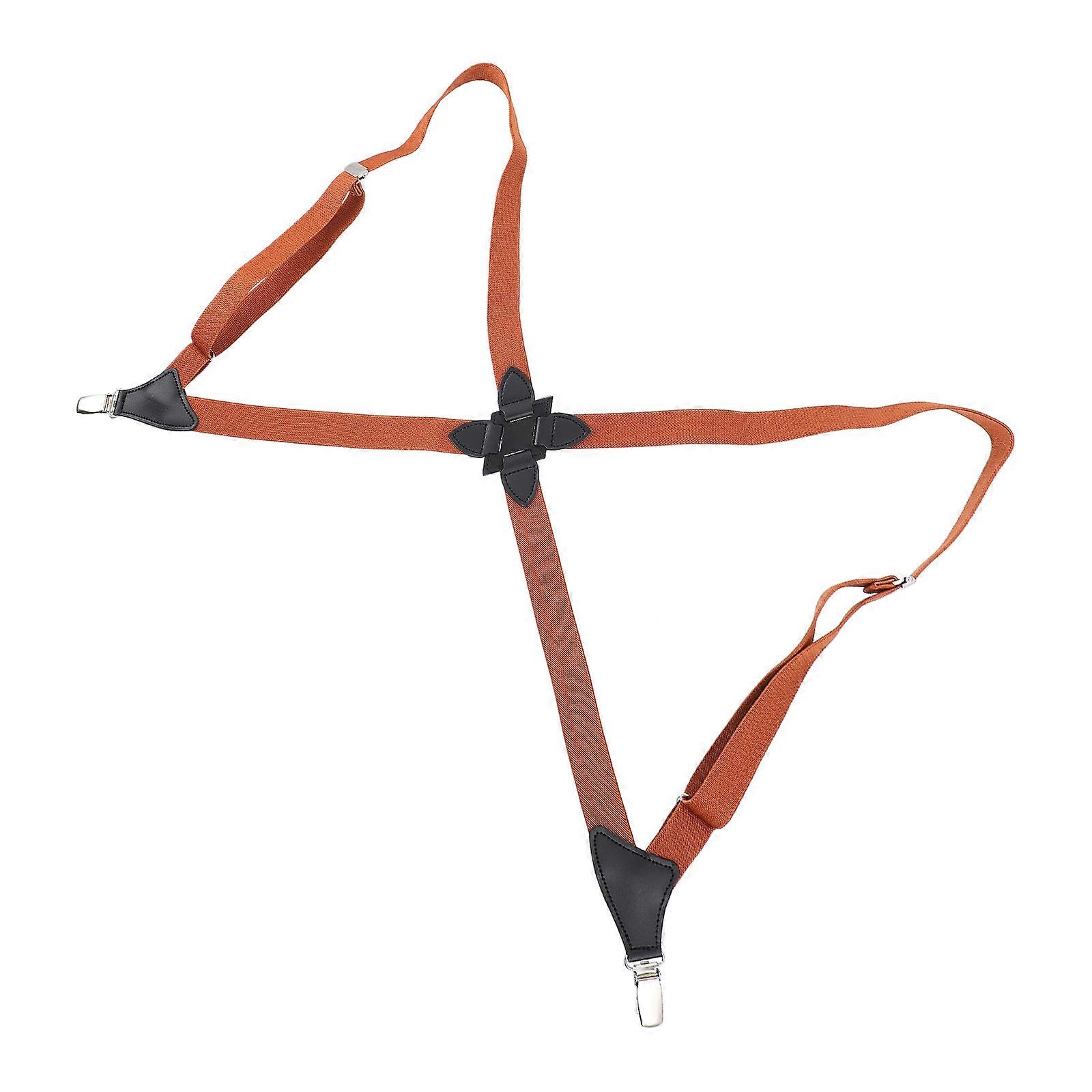 Elastic Clip-on Suspender Strap for Decoration 1Pcs Unisex Brown