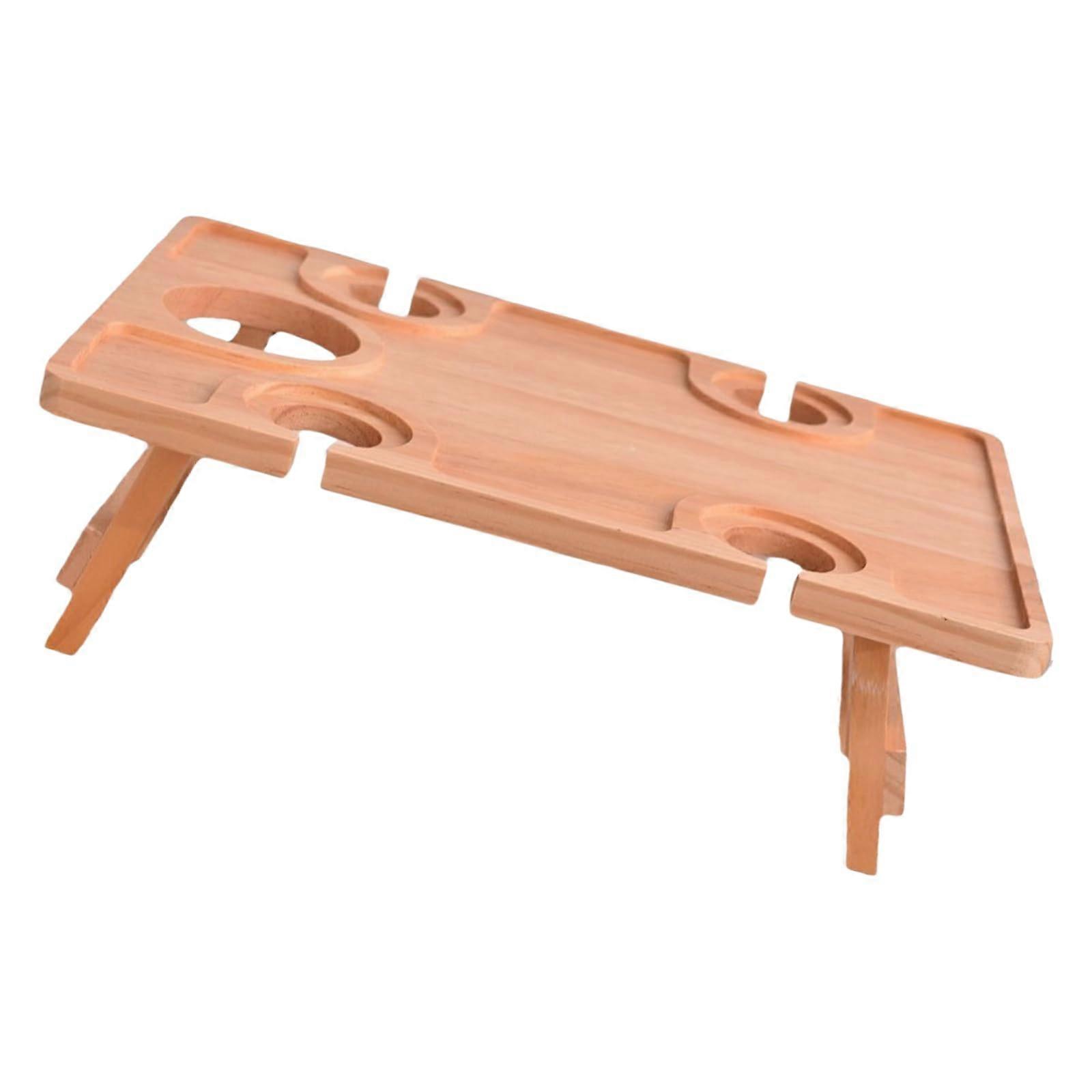 Versatile Picnic Tray Table Round Folding Desktop Wine Glass Rack for Outdoor Relaxation in Backyards
