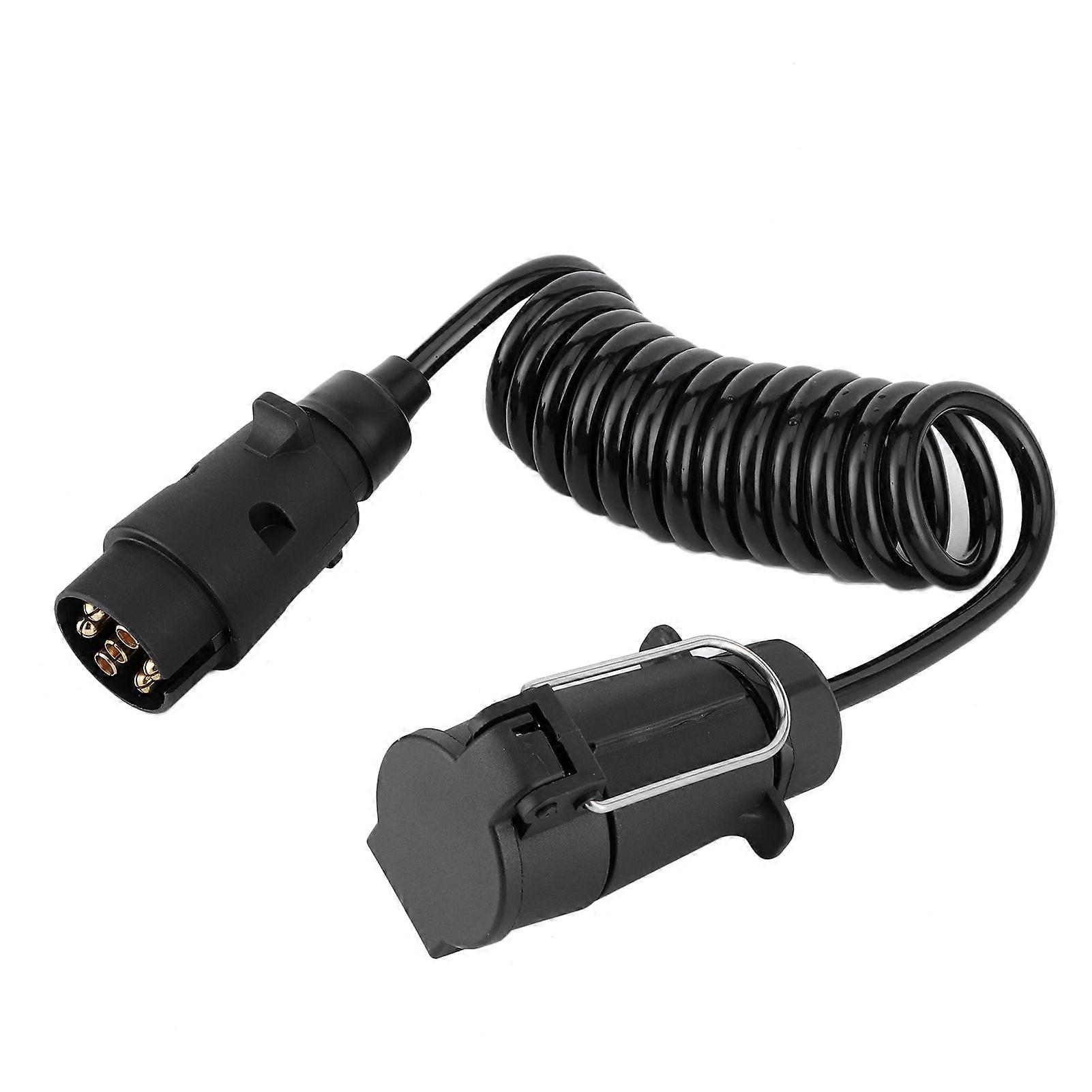 2m Spring Cable Cord 7Pin Trailer Plug Socket Adapter Wiring Connector for Caravan