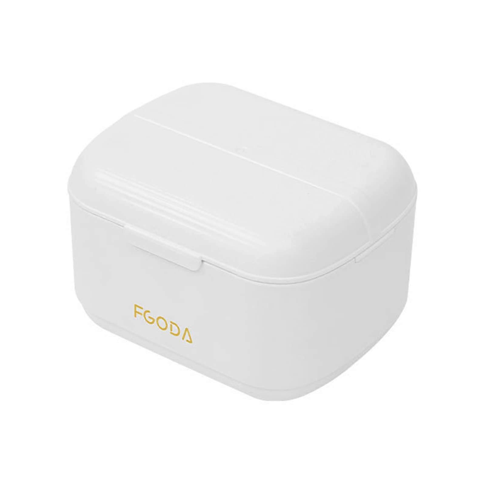 Orthodontic Retainer, Denture Bath Box With Strainer, DoubleLayer Storage, Dip Container, Travel Tray, Clear White