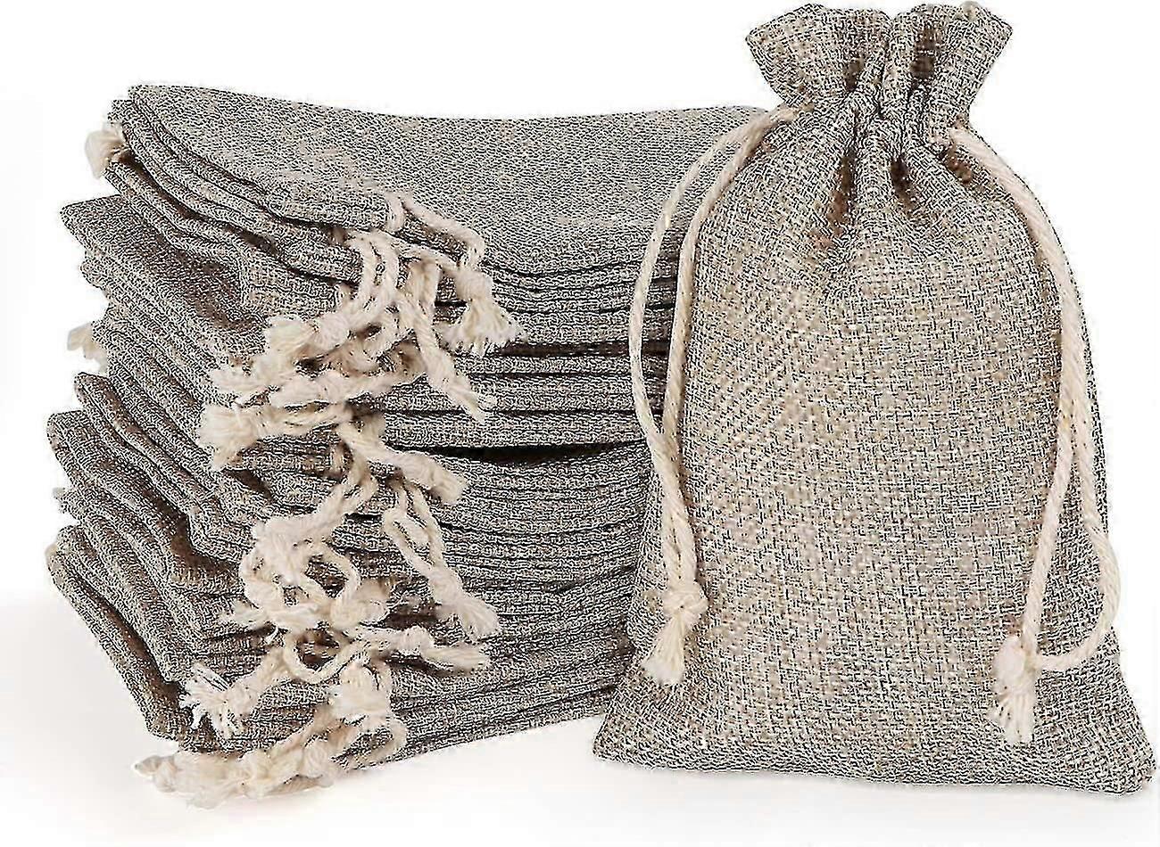 30pcs Burlap Bags, 5 Colors Hemp Linen Pouch Bags With Satin Ribbon Drawstring, Reusable Linen Pouch