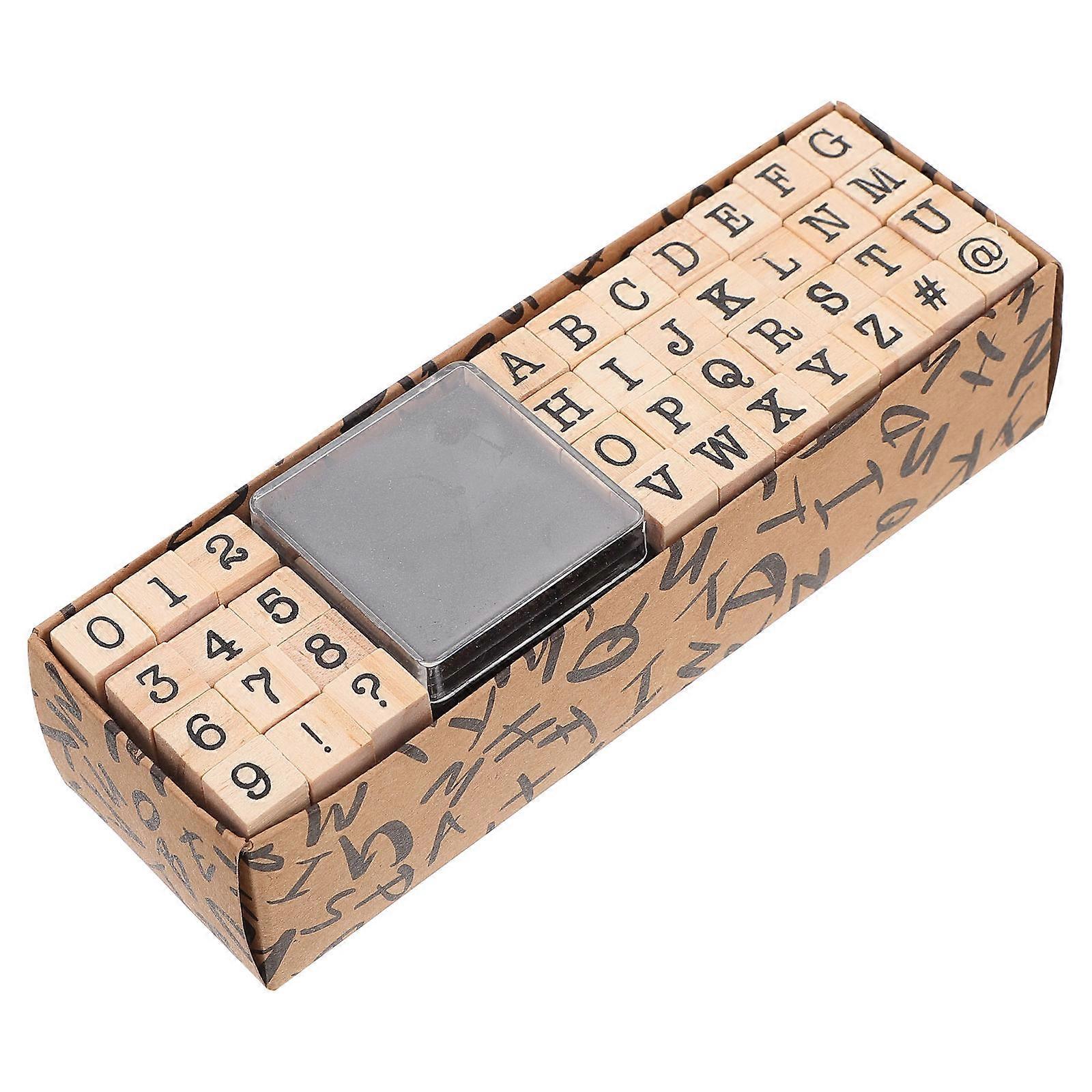Wooden DIY Stamp Set for Craft and Diary Use with English Alphabet 2Sets