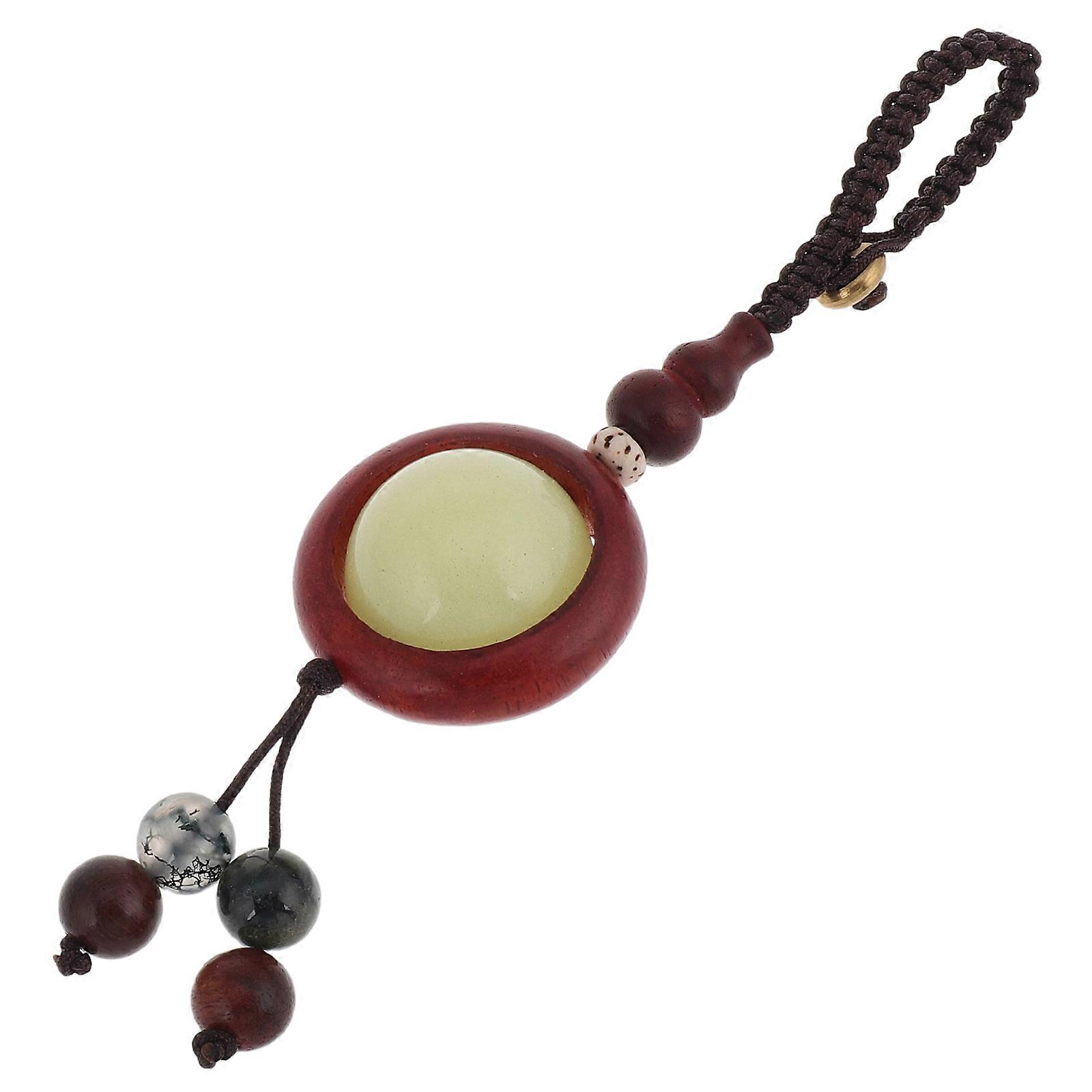 Multi-Functional Wood Phone Pendant with Glowing Beads for Keys 4Pcs