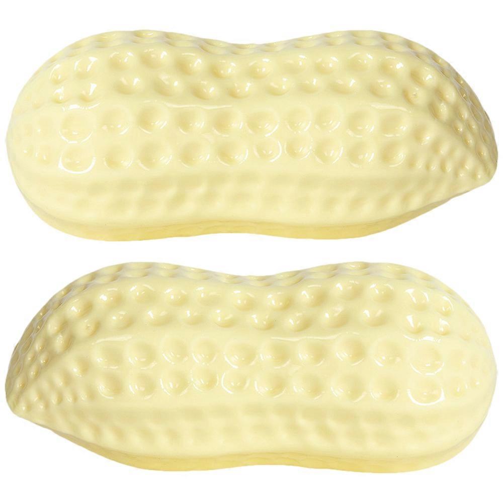 Bite-Resistant Chewing Toy 2Pcs Simulation Peanut Toy TPR Material Beige For Daily Use