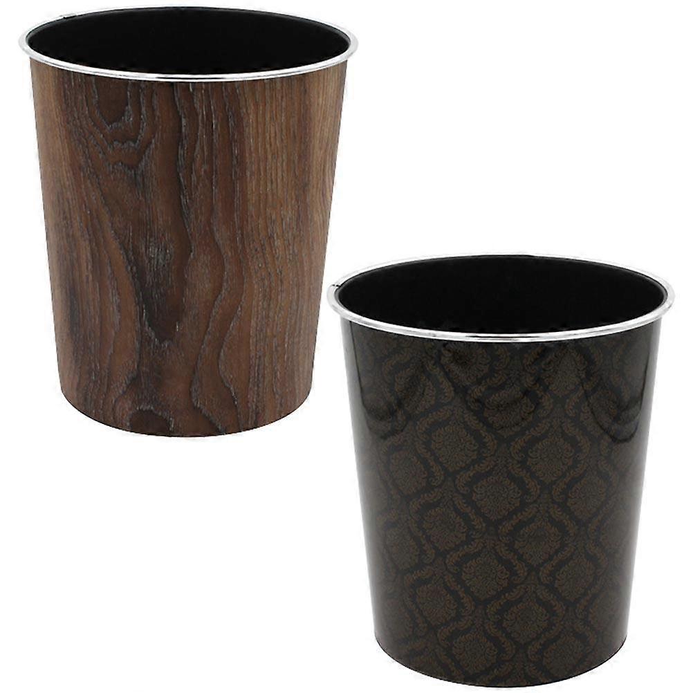 Garbage Container Bin Waste Storage Bucket Use Dark Brown 2pcs