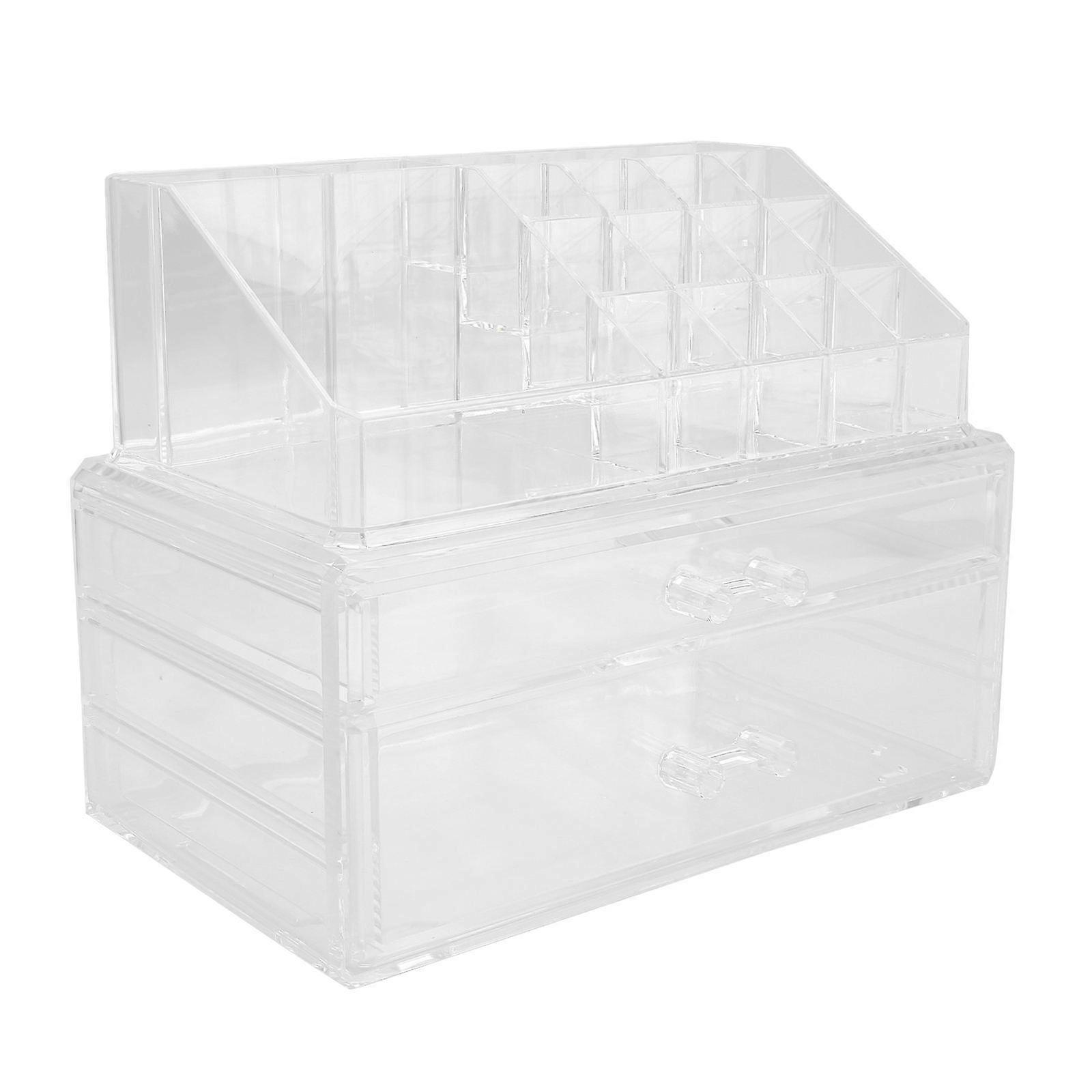 Desktop Storage Box Acrylic Organizer for Makeup 2Pcs Transparent Holder