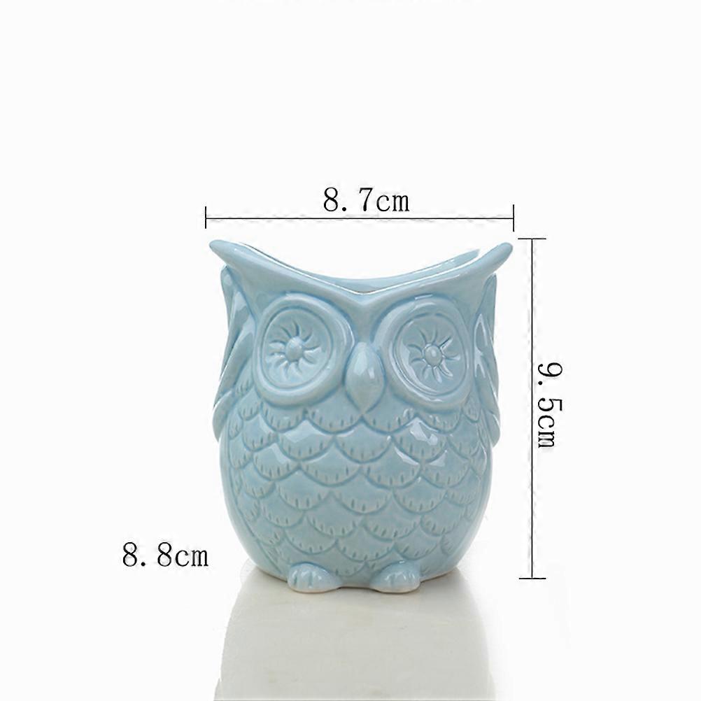 Succulent Containers Owl Design Ceramic Plant Pot for Planting Use Blue