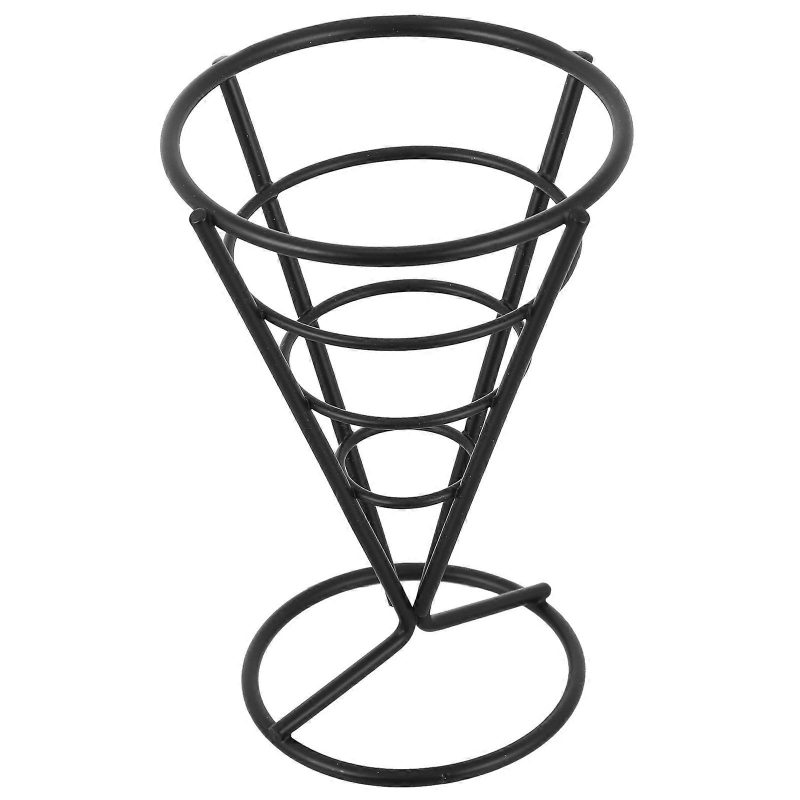 Creative Tableware Fries Rack 2Pcs Conical Shape For Professional Chefs In Black Suitable For Home Use And Restaurant Occasions