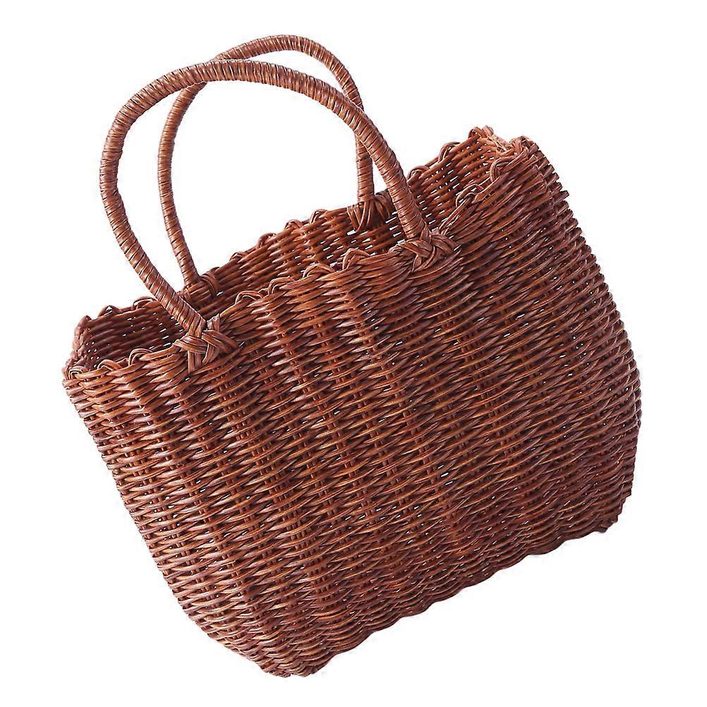 Creative Fruit Basket Plastic Picnic Basket for Storage Use 3Pcs Brown