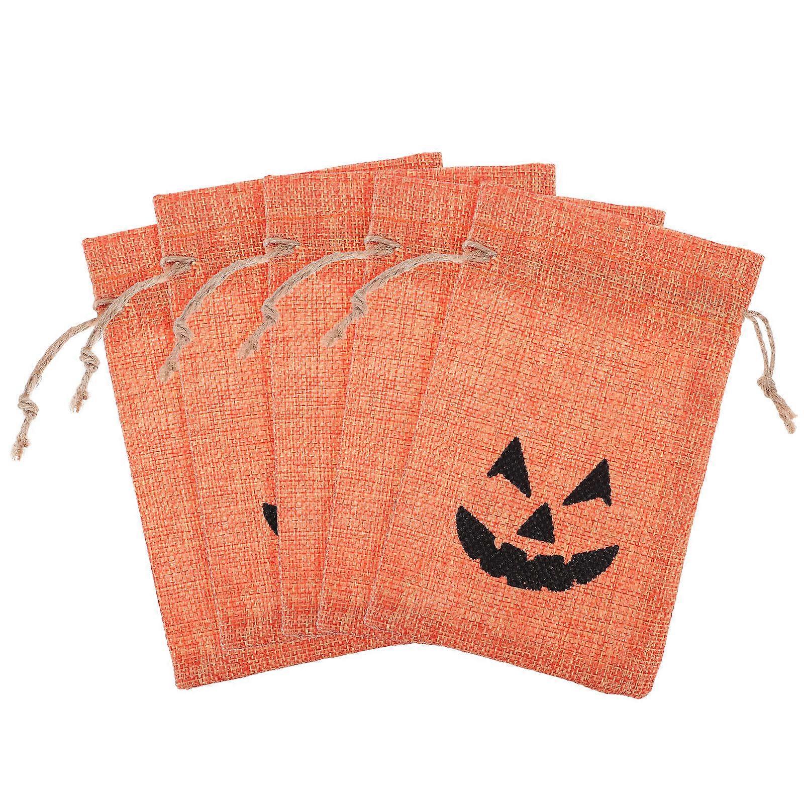 Halloween Bag Pumpkin Drawstring for Candy Storage 10Pcs Orange Color