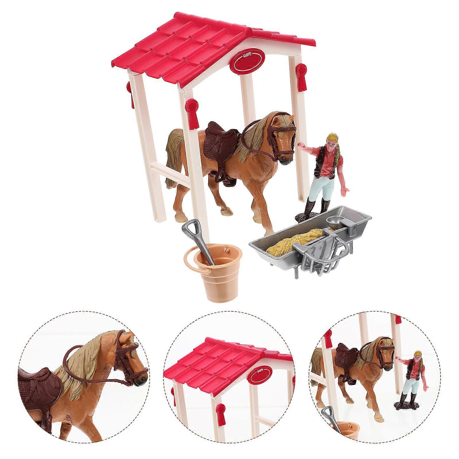 Children Learning Toy Horse Stable Playset Farm Toys 1Set Assorted Color