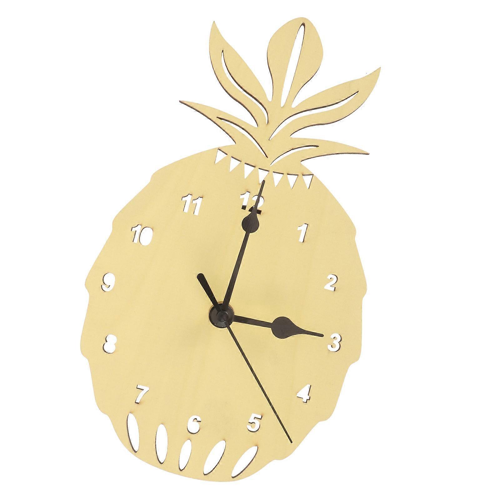 Silent Wall Clock Pineapple Shape for Timing 2Pcs Wooden Decorative Clock