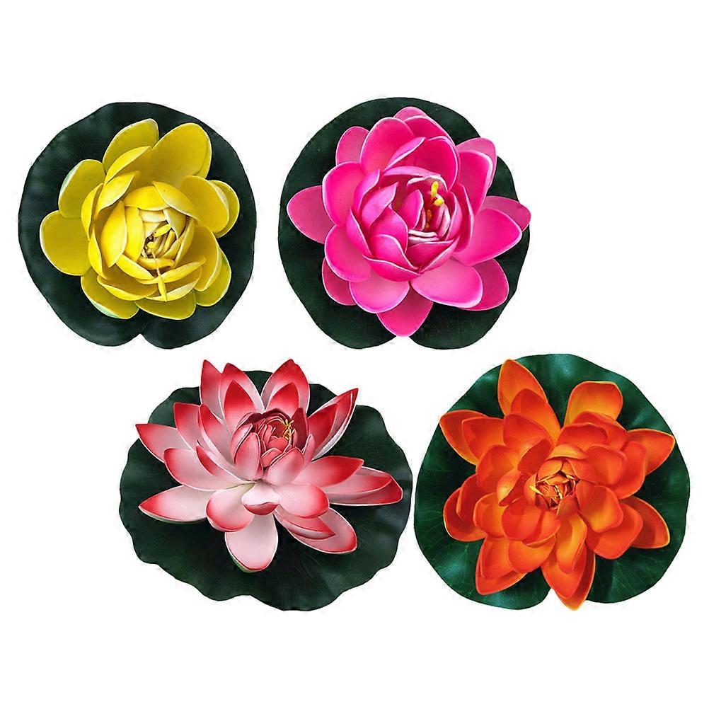 Decorative Lotus Floating Pond Decorations Yellow 28cm Circular Petals Realistic Design For Garden Pond