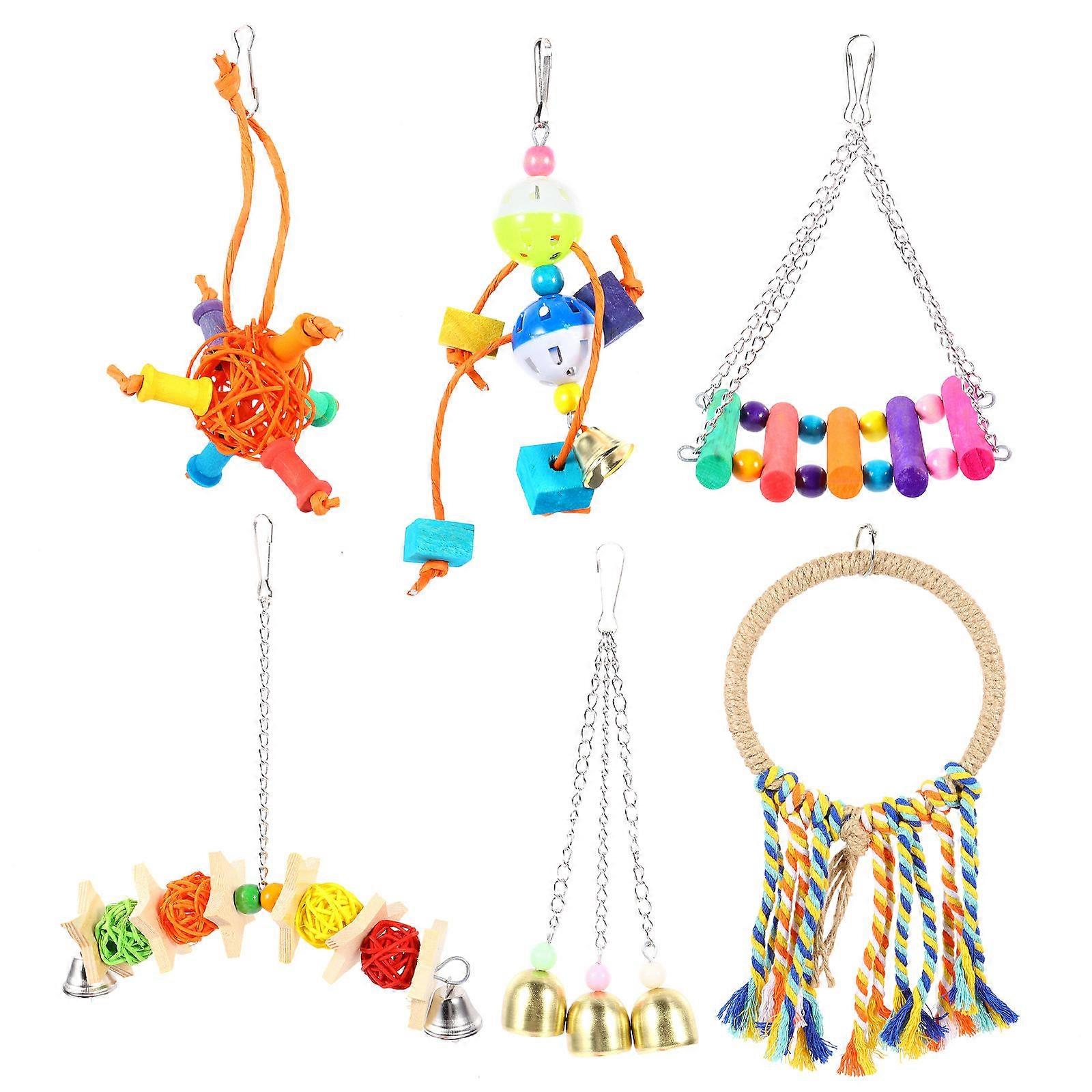Parrot Chewing Toys Set for Bird Activity and Muscle Strength 2Sets Bright Color