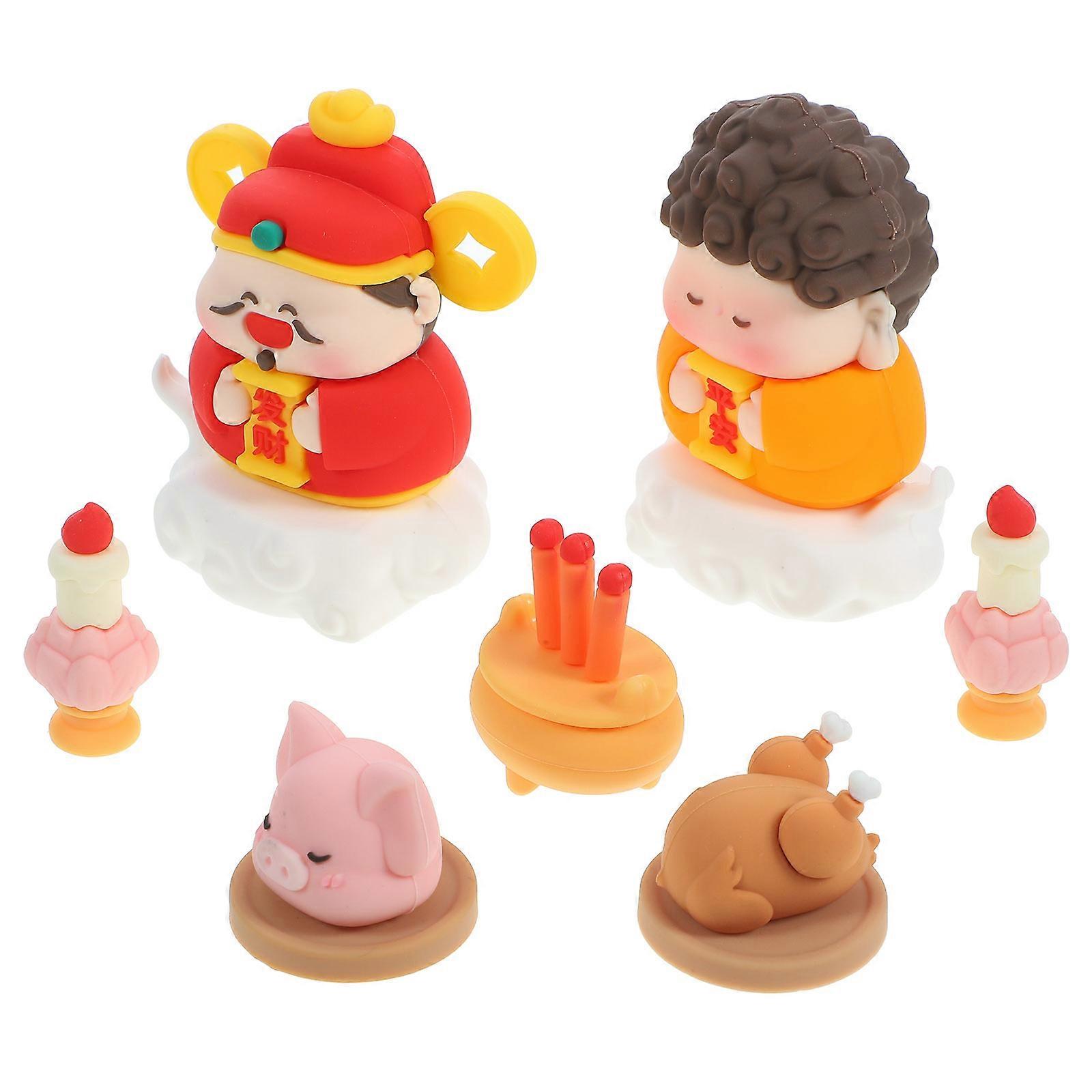 Creative God of Wealth Rubber Figurine Desktop Decoration 2Sets for Home