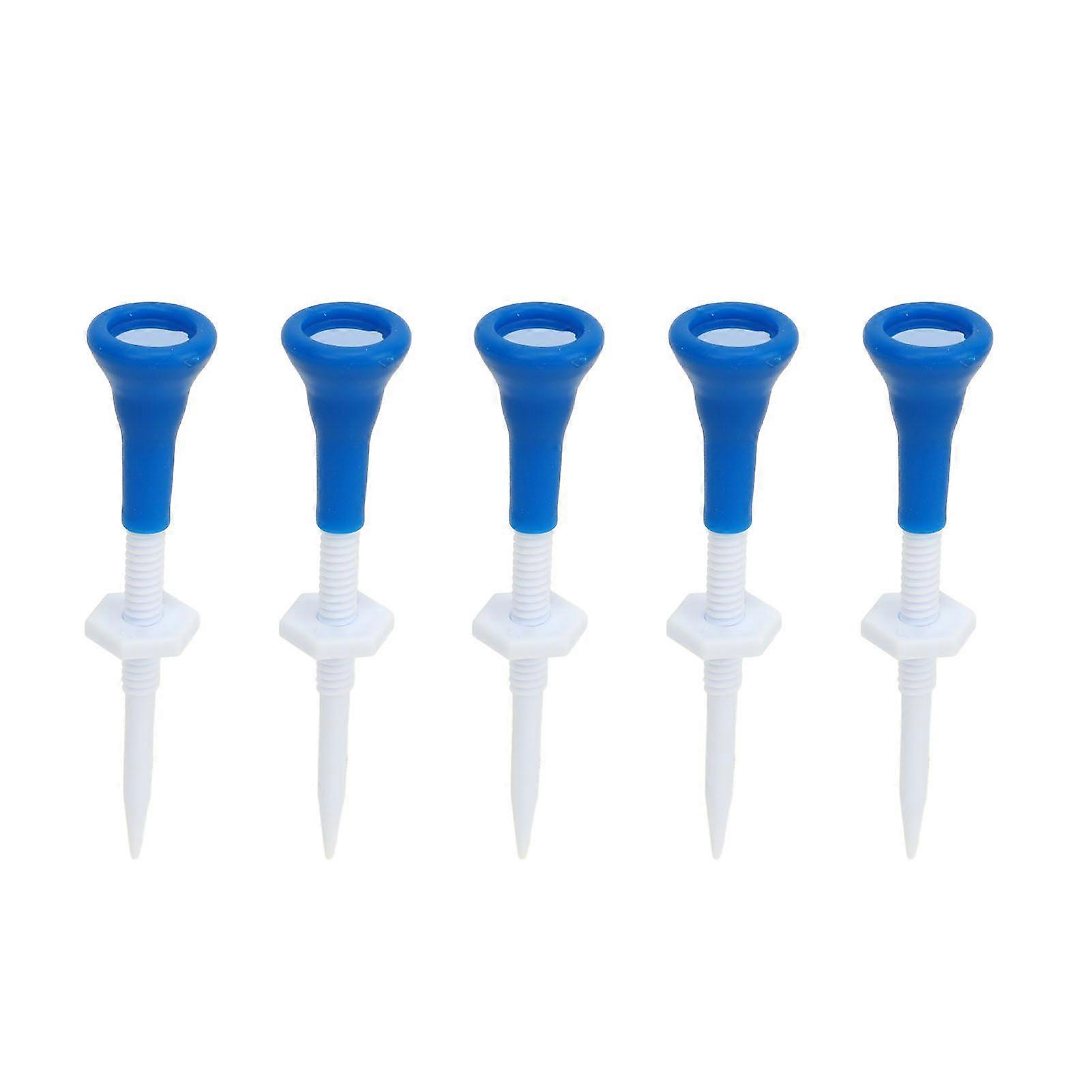 5pcs Golfing Tees Height Adjustable Stable Blue Golfing Plastic Tees for Golfing Practices