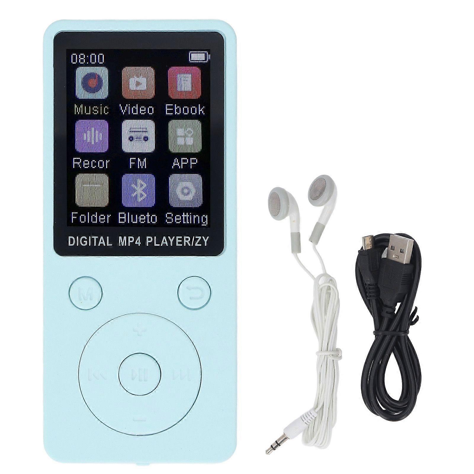 MP3 Player 1.8 Inch Color Screen HiFi Sound Portable Music Player Support Picture Video Book Recording 128GB Memory Card Blue
