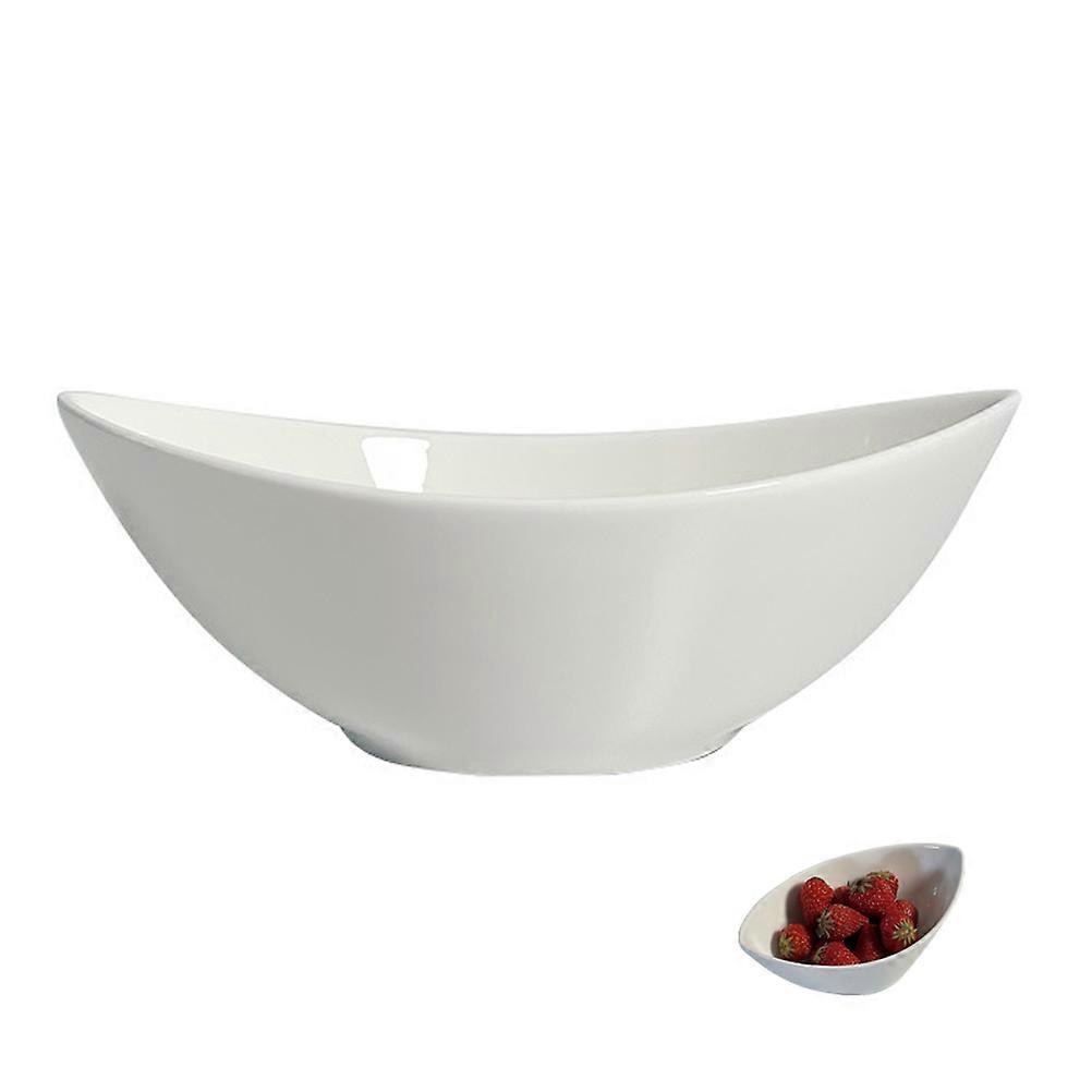 Multipurpose Food Serving Ceramic Bowl Ingot Shaped 5Pcs White Set for Kitchen