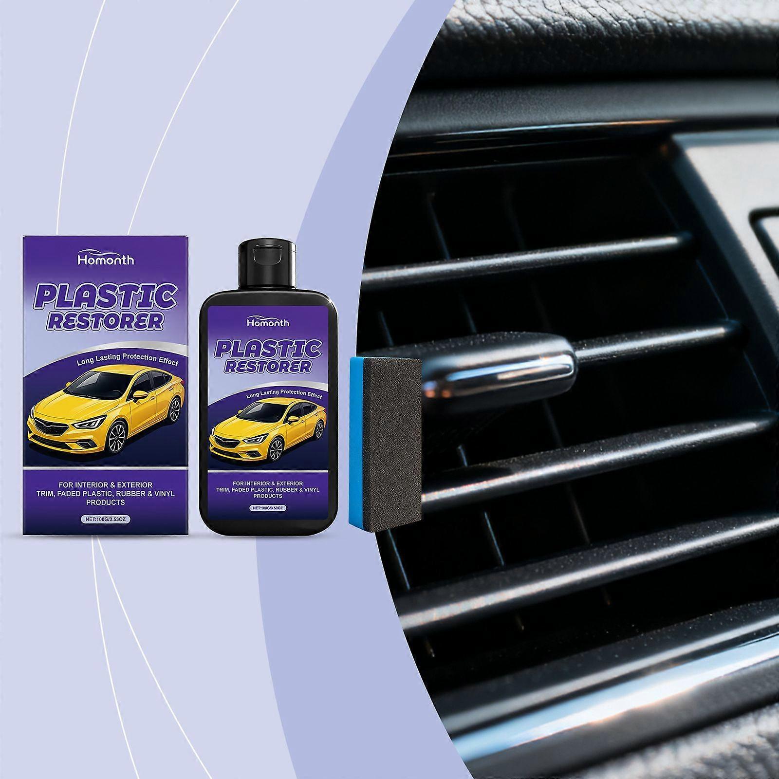 Plastic Restorer for Cars, User Friendly Car Trim Restorer, Quick Plastic Trim Restorer with Free Sponge Applicator, Restores Faded Car Plastics, Bump