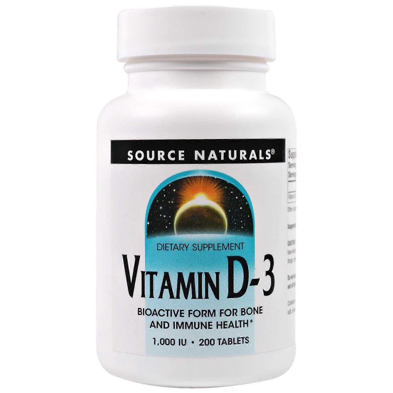 Source Naturals, Vitamine D-3, 1 000 UI, 200 comprimés
