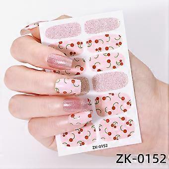 Green Onion Pink Striped Nail Stickers, Leopard Checkered Patterns, Full Coverage Trendy Nail Art Stickers, Hot Selling Design