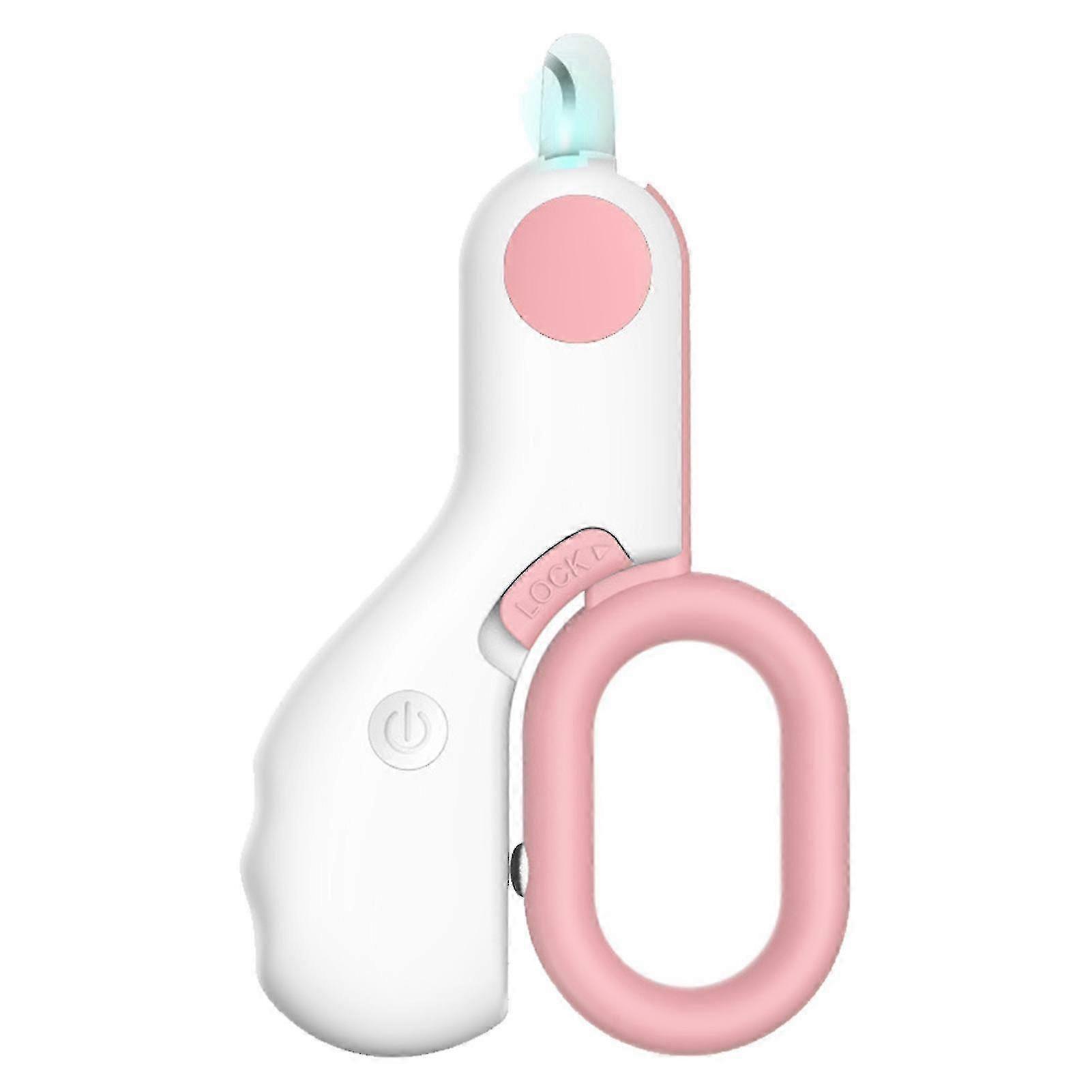Mini Pet Nail Clipper with LED Light and File for Cats, Puppies, Kittens, and Rabbits - Pink2025