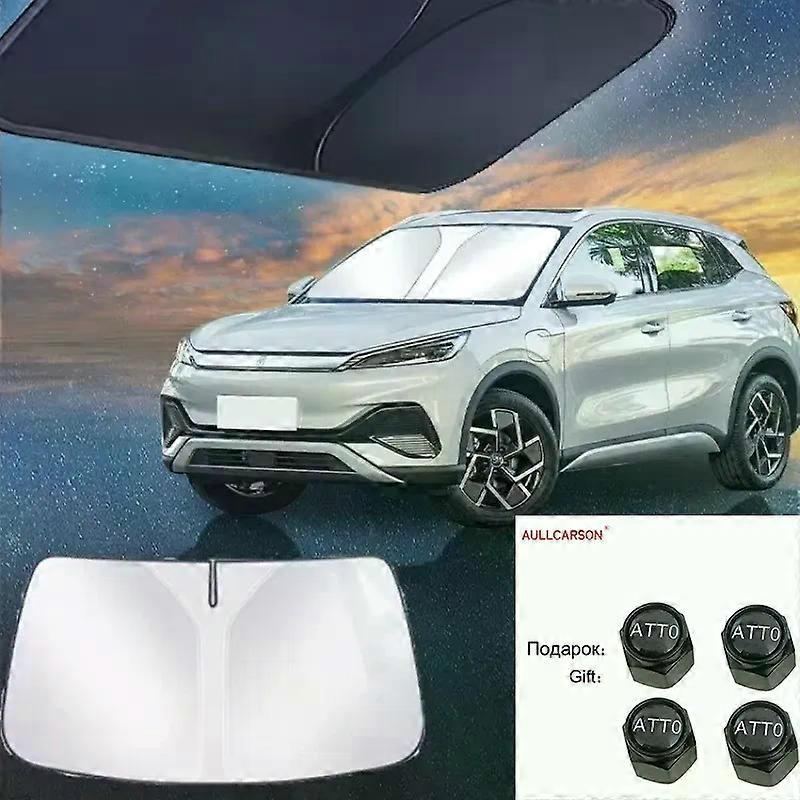 For BYD Yuan Plus Atto 3 Car Windshield Sun Shade Blocks Reflector Window Visor Shield Cover Foldable Parasol With Gift 1 Piece