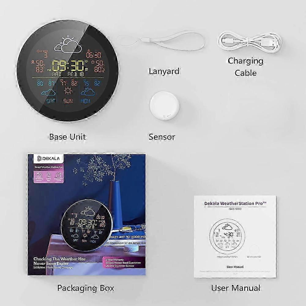 WiFi Intelligent Weather Clock 3-Day Weather Forecast Weather Station Wireless Thermometer Hygrometer LCD Display 3 sensors 25-26s