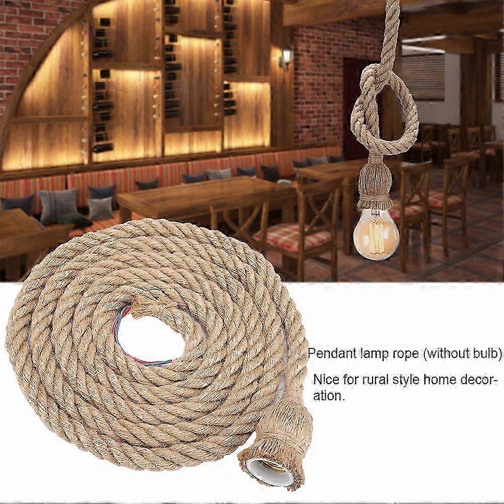 E27 Pendant Lamp with Hemp Rope Design for Ceiling Lighting, 85-265V Bulb Holder