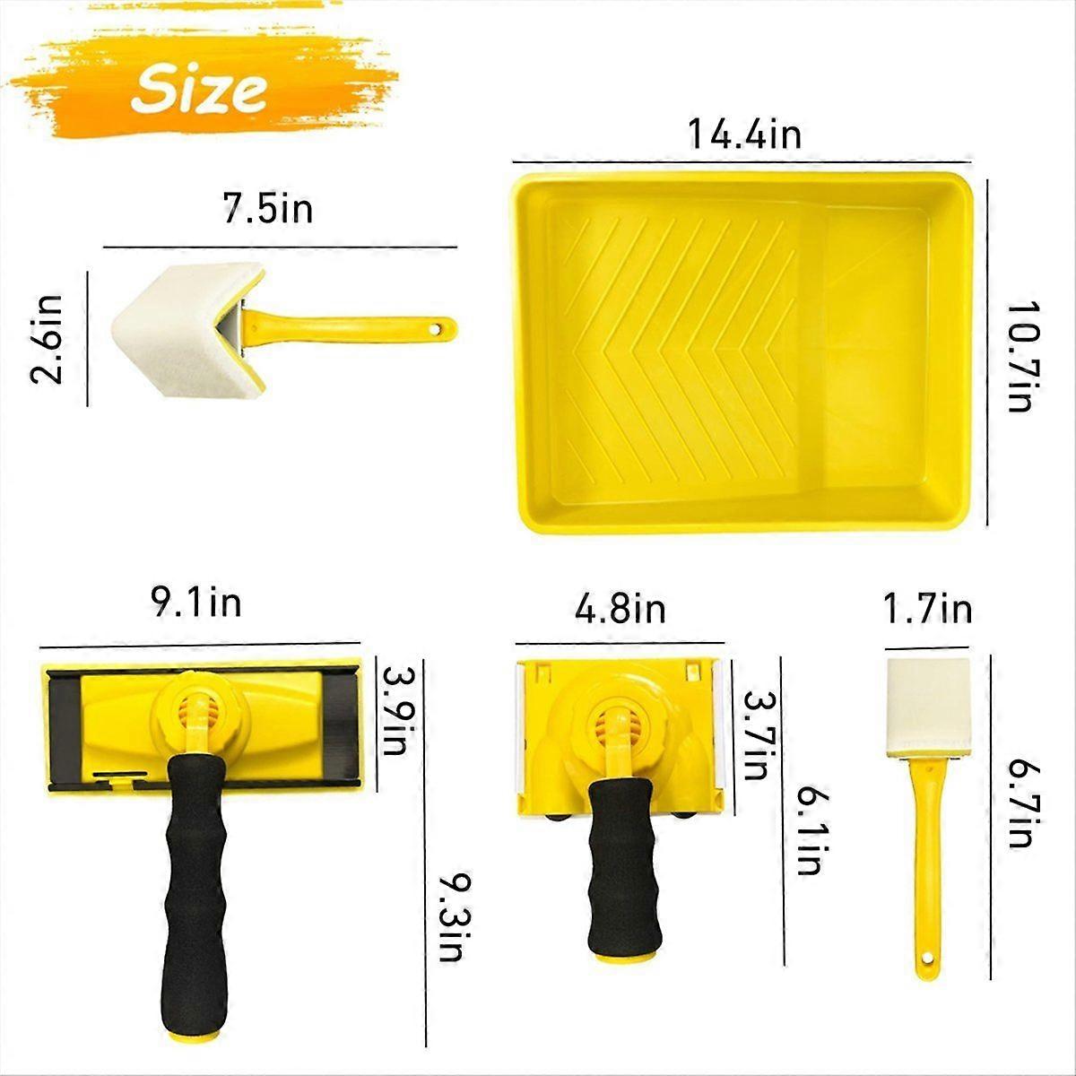 Paint Edger Tool Kit, 9 Inch Paint Pad Set,7 PCS Paint Edger with Trim, Touch-Up Pad,Corner Wall an