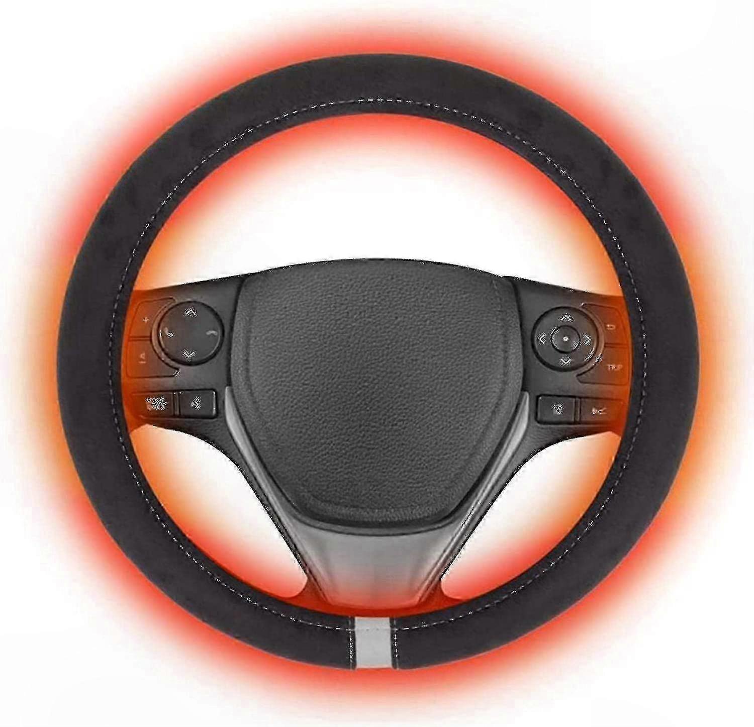 Universal Heated Steering Wheel Cover for Winter, 12V Powered Hand Warmer Protector