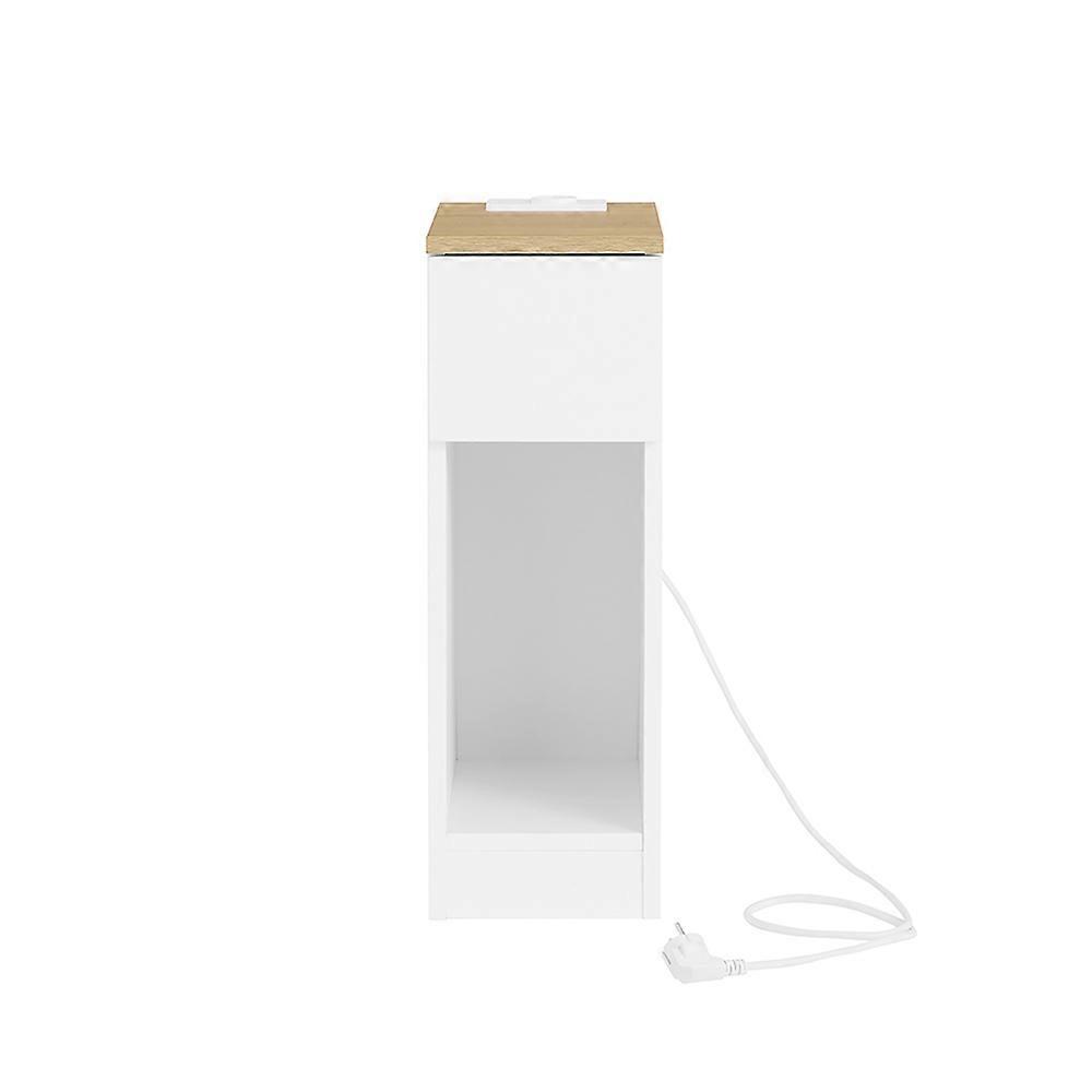 SoBuy FBT111-E-WN, Στενό βοηθητικό τραπεζάκι με τυπική υποδοχή, θύρα USB και θύρα Type-C για υπνοδωμάτιο