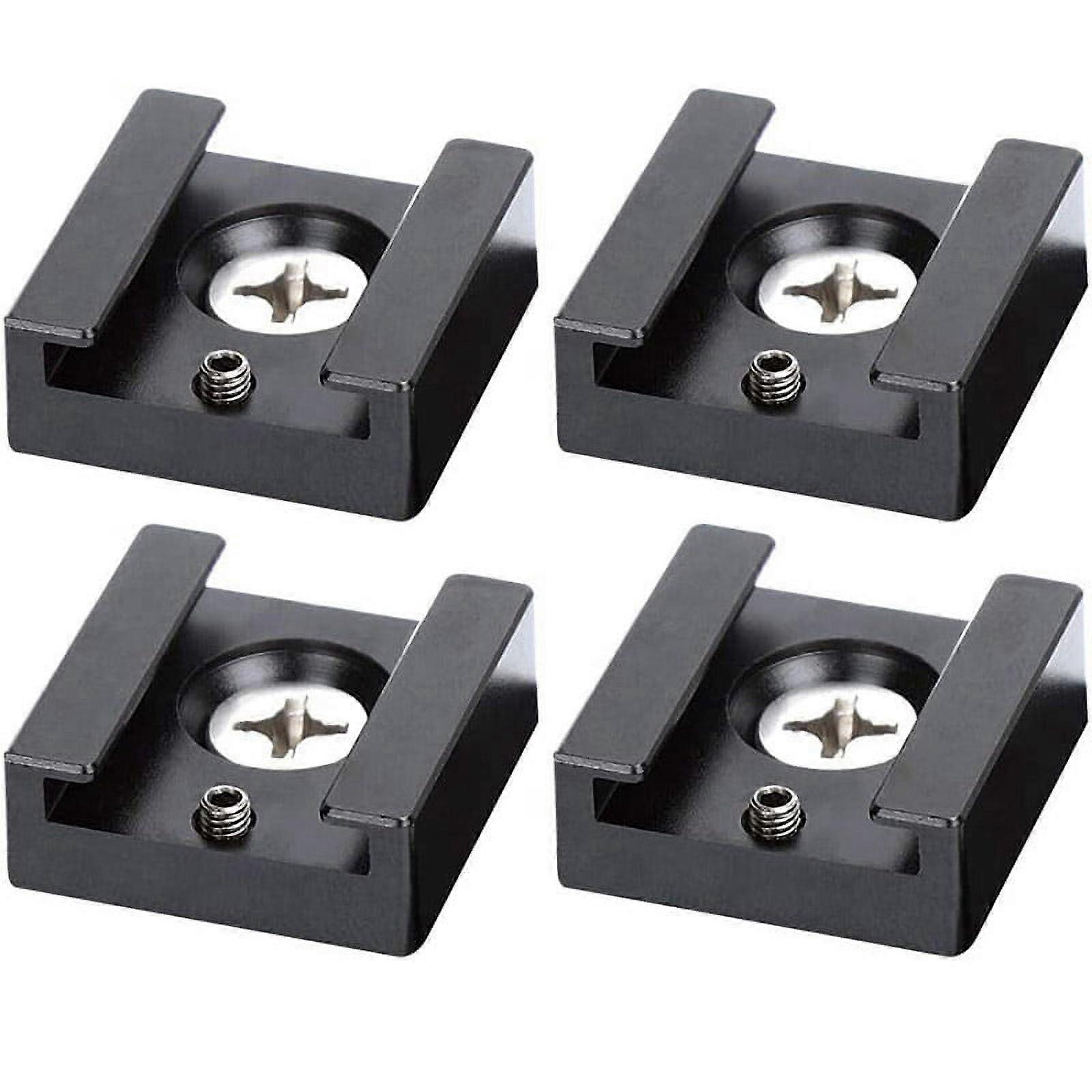 Cold Shoe Mount Aluminum Adapter Bracket Hot Shoe with 1/4 Thread for Camera Cage Flash Shoe Mount(4 PCS)