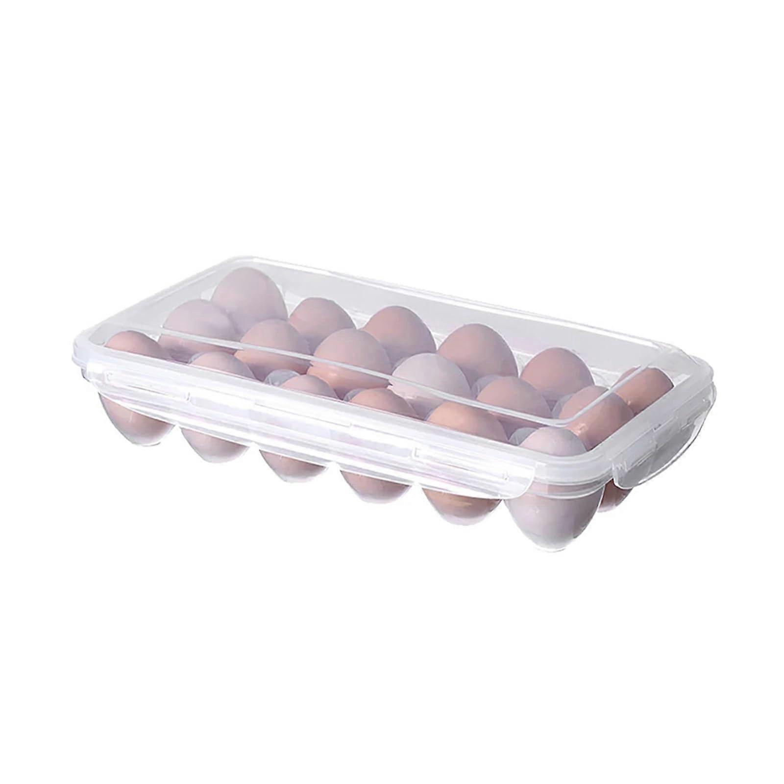 10/18 Grid Egg Storage Box Tray With Lid For Refrigerator Fridge Organizer 18Grid Capacity