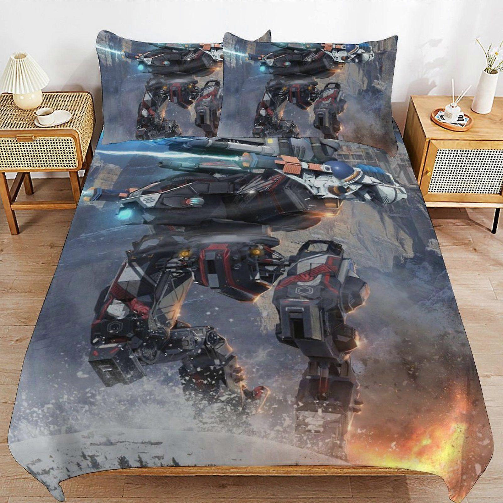 d258 War of the Robots Long Lasting Comfort Durable Weave Smooth Touch Zipper Duvet Cover Sets for Bedroom Upgrade b258