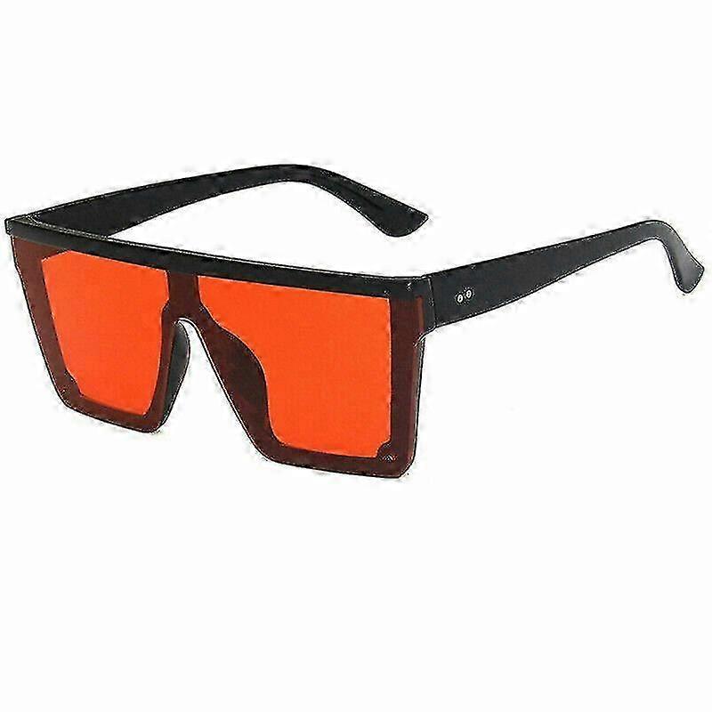 Oversized Square Solbriller Kvinder Mode Flat Top One Piece Shade Mirror Uv400-mxbc