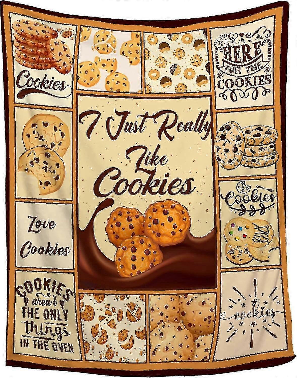 I Just Really Like Cookies Flannel Throw Blanket Super SoftCozyPlushBlanketsforCouchBed Lightweight and DurableSuitableforAllSeasons 5