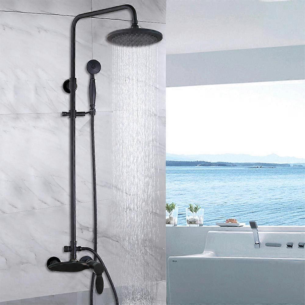 Wall Mount Rainfall Shower Head  8 Inch Round, 2 Functions, 1 Handle, Bathroom Shower Faucet Set, Mixer Taps