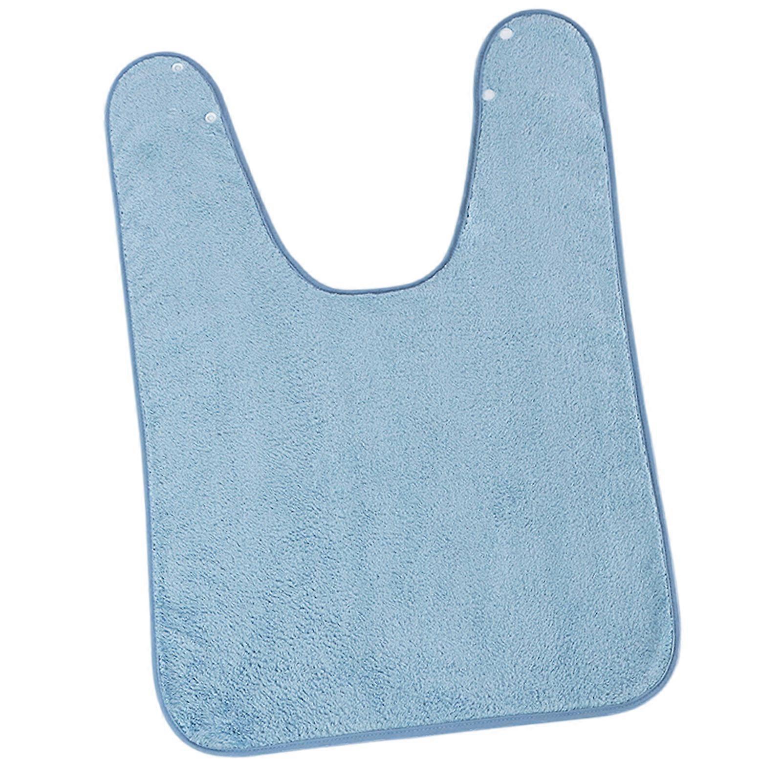 Comfortable Elderly Dining Accessory Machine Washable Corals Fleece Bibs With Adjustable Neck Closure System  Light blue