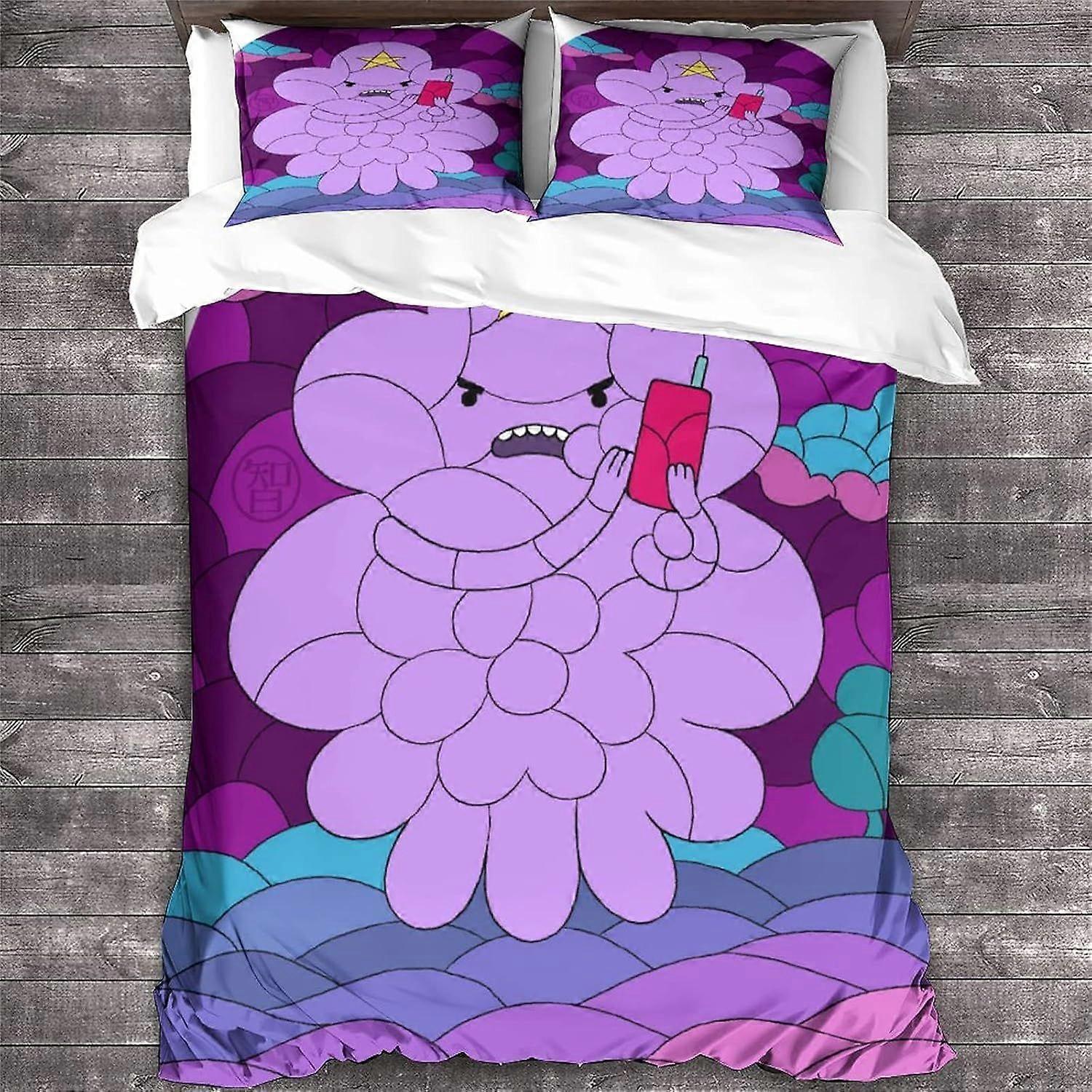 GENBAK Adventure Time Capa de edredom, 3D Animação Cama Animação Colcha Capas, Capa de cama de microfibra com fronhas Rei