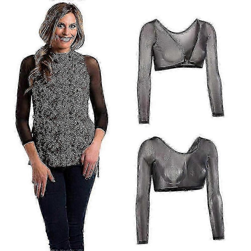 Women's Plus Size Seamless Reversible Arm Shaper Crop Top Blouse