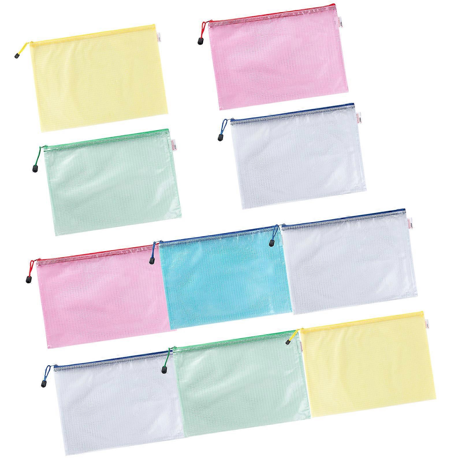 10Pcs Zippered File Storage Pouches Letter Size Document Storage Bags for Organizing Paper File Document Receipt Multicolor