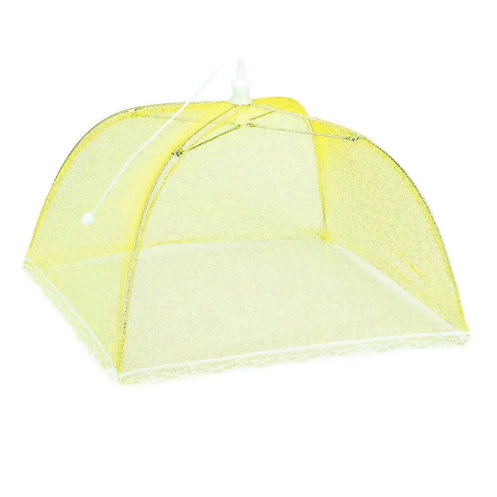 1 Large Pop-Up Mesh Food Cover Tent, Yellow - Anti-Fly Net for Picnic, Compatible with Outdoor Use, 1 Pc