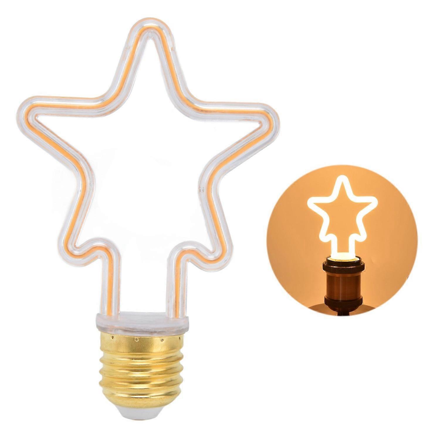 LED Light Bulb E27 Thread Socket Star Line Shape Retro Home Decoration Holiday Lighting Decor