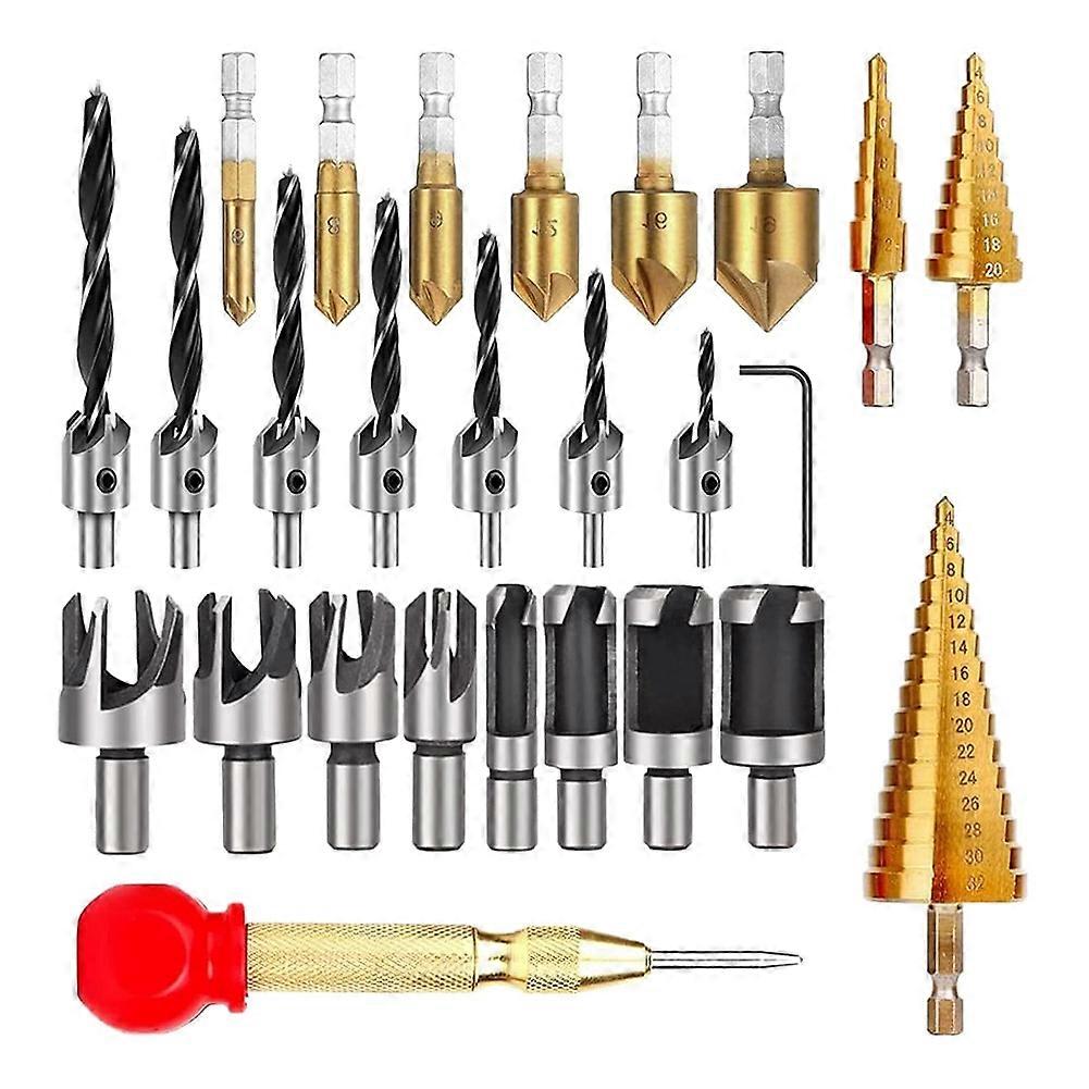 26-Pack Woodworking Chamfer Drilling Tools Drill Bits Set