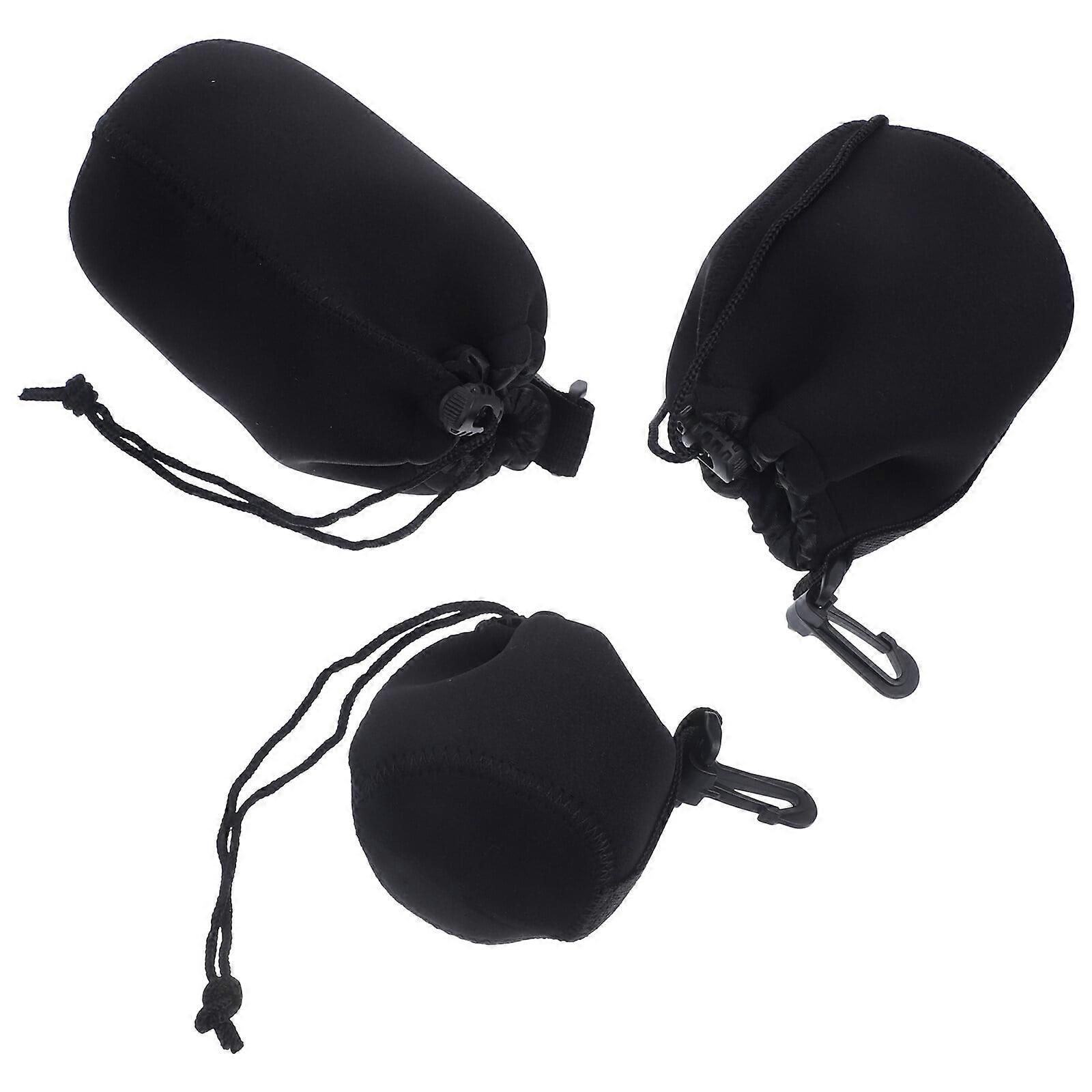 3pcs Camera Lens Case Neoprene Drawstring Slr Camera Outdoor Lens Pouch